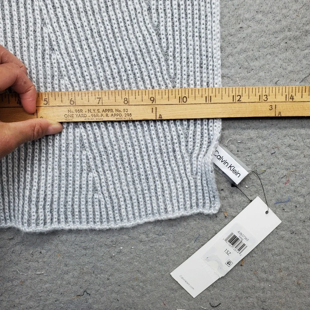 Calvin Klein Ribbed Scarf Unisex One Size Heather Gray Metallic Neck Warmer‎